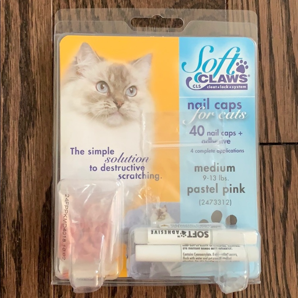 Soft Claws - Pink Nail Caps for Cats - no scratching furniture etc